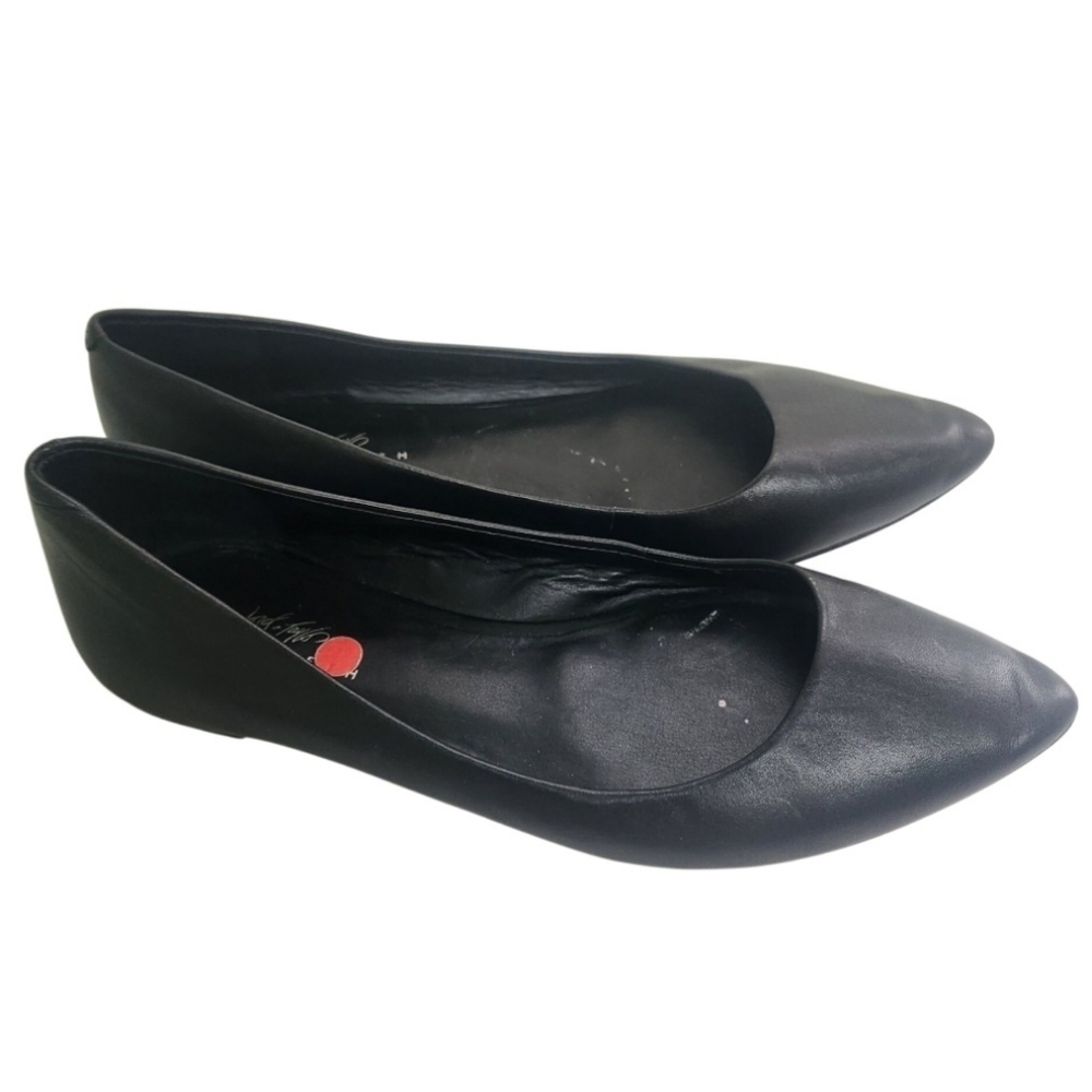 Lord & Taylor 424 Fifth Pointed Toe Black Leather Flats Size 8M